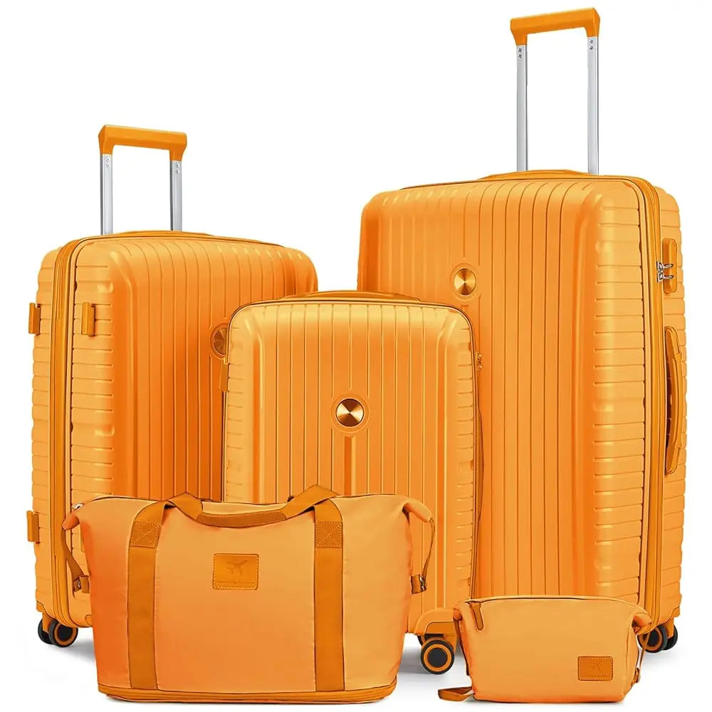 PP Hard Shell Lightweight Durable Luggage Sets, Travel Suitcase with Duffel Bag and Toiletry Bag, TSA Lock, Spinner Wheels