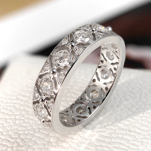 Certified 1.32cttw D Color All Moissanite Wedding Rings for Women 100% 925 Sterling Silver Wide Eternity Band Man Luxury Jewelry