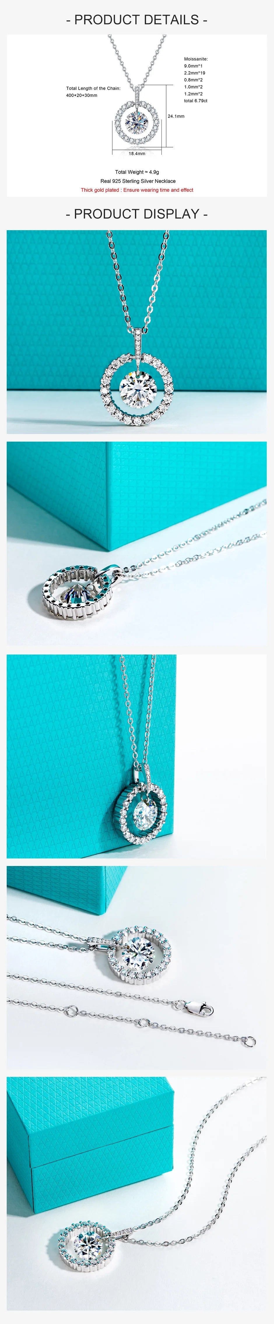 AnuJewel 3ct D Color Moissanite Diamond Halo Pendant Necklace 925 Sterling Silver Valentine's Day Gifts Jewelry Wholesale