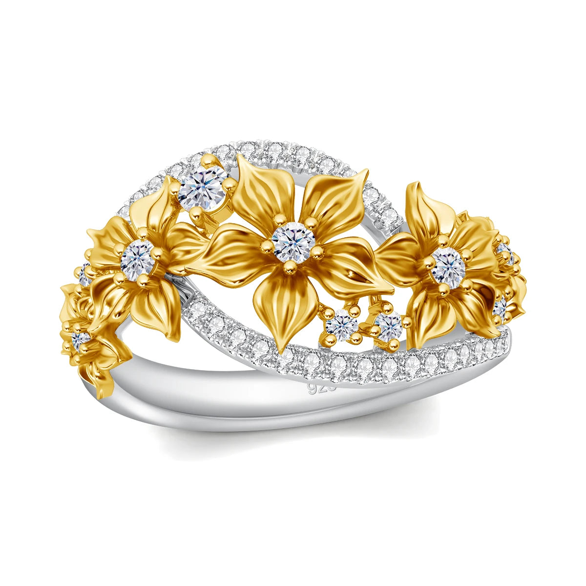 Unique Trending Flower Moissanite Ring With Certificate Luxury Wedding Band For Women Enagement Party Jewelry Accessories Sale