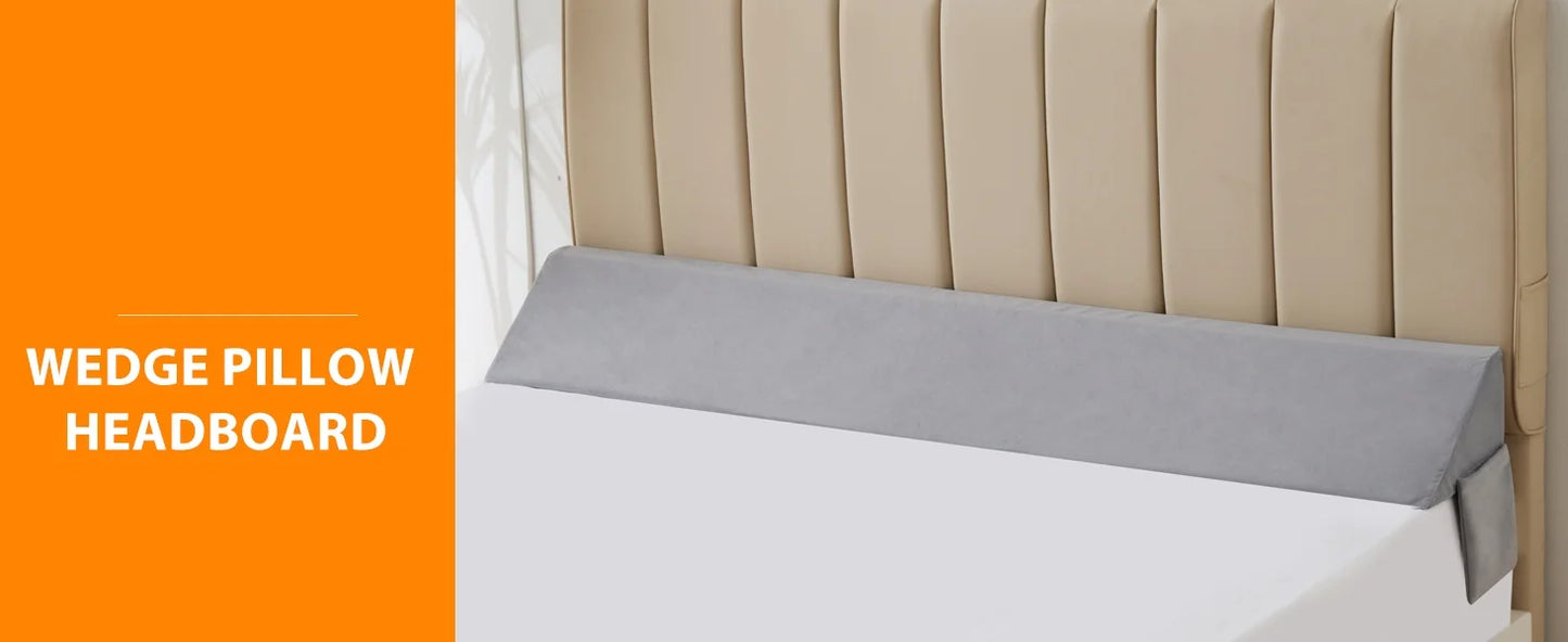 Machine Washable Wedge Pillow Headboard Cushion with Removable Cover - Woven Polyester & Polyurethane Foam Filler, Jacquard Craf