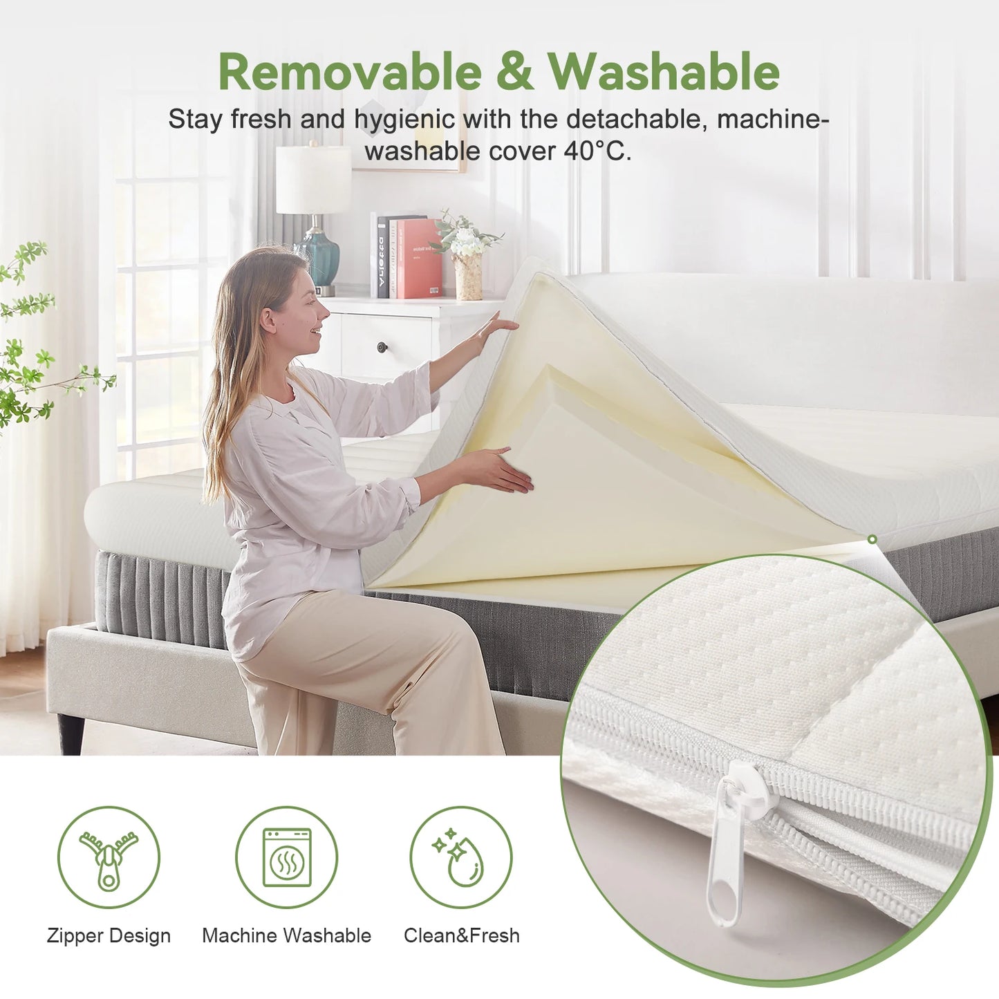 Daccormax Mattress High-Density Foam,Mattress 7-Zone Ergonomic ,Pressure Relief& Spinal Alignment, Medium Firm & Breathable