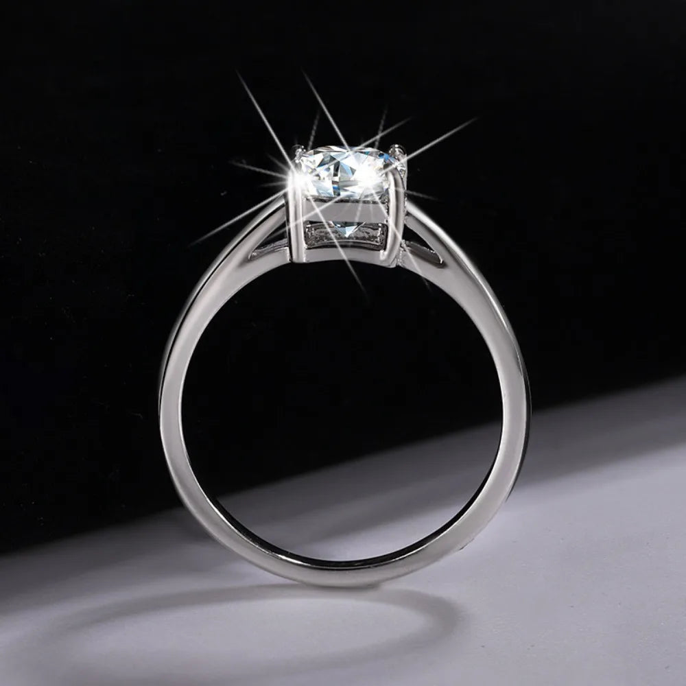 Certified 1CT Asscher Cut Moissanite Ring for Women 100% 925 Sterling Silver Lab Grown Diamond Engagement Wedding Band Jewelry