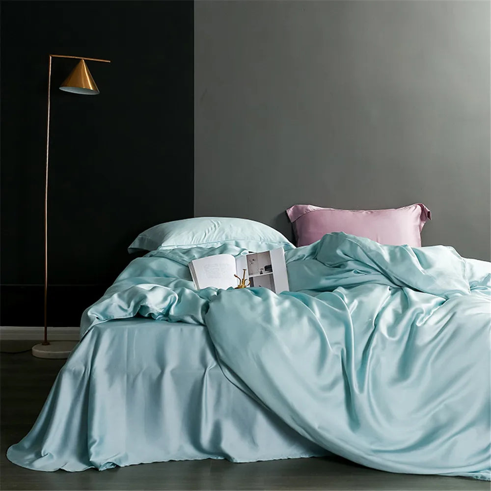 Sondeson Luxury White 100% Silk Bedding Set Healthy Skin Beauty Queen King Duvet Cover Set Flat Sheet Pillowcase Bed Linen Sets