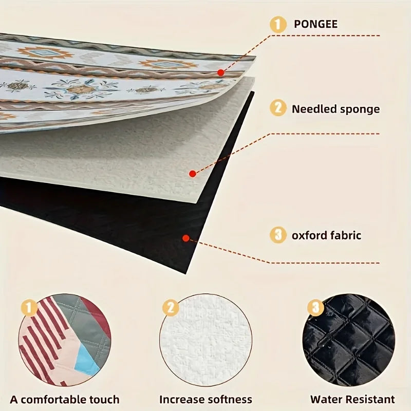 Outdoor camping picnic blanket, suitable for camping, barbecues, hiking and traveling. Portable beach mat, hand wash only.