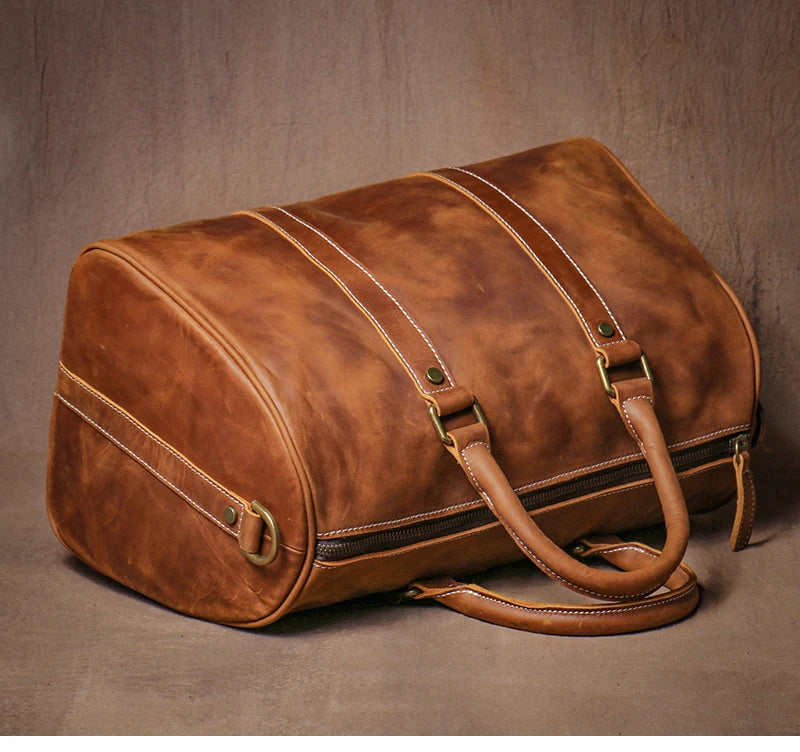 GURO Retro Higher Quality Cowhide Travel Bags Men's Genuine Leather Handbag Women Luxury Weekend Fitness Bag Short Trip Luggage