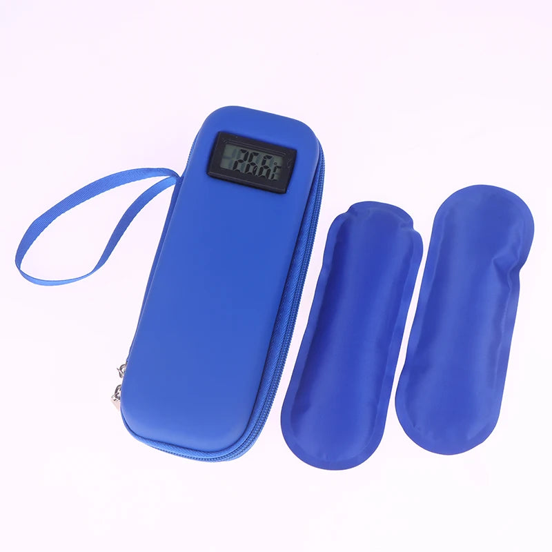 "Insulated Medicine Organizer Bag with Thermometer for Diabetics; Waterproof, Portable, and Reusable Insulin Travel Case