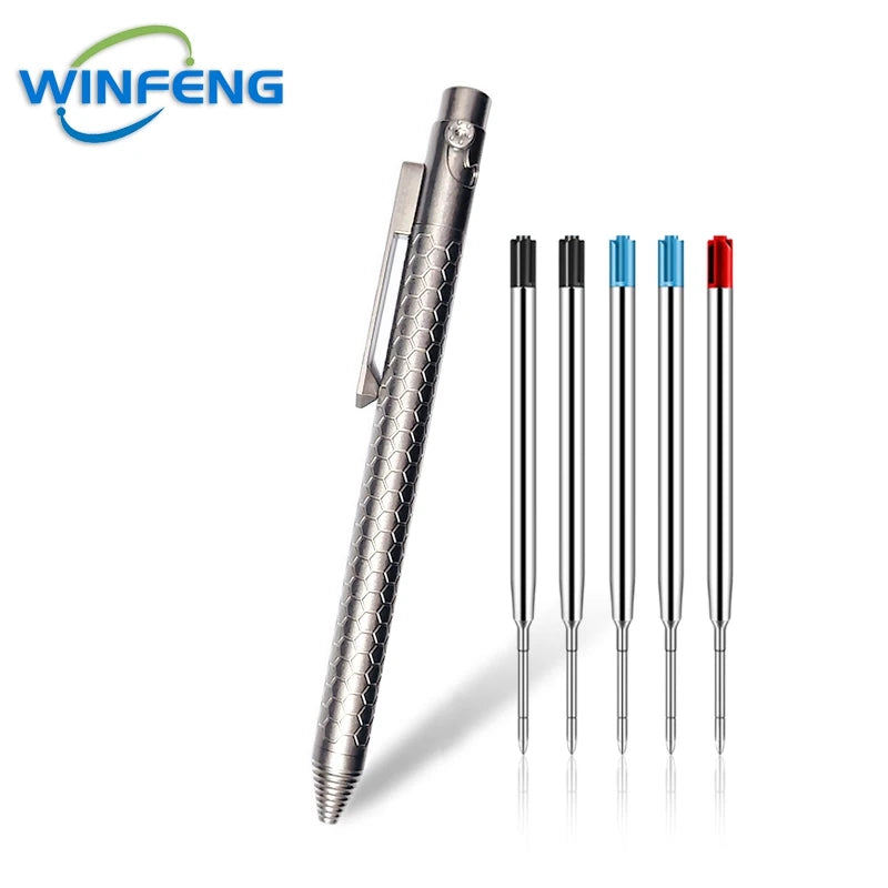 Bolt Action Titanium Alloy Tactical Pen Business Signature Pen Student Stationery Emergency Glass Breaker Self Defense Supplies