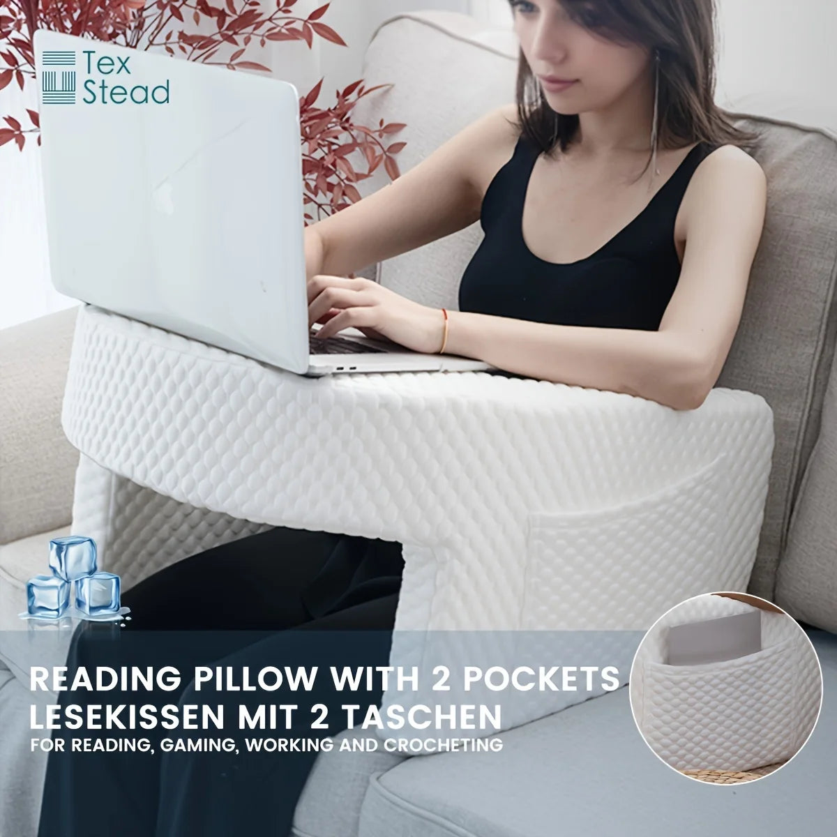Reading Pillow for Gaming, Extra Large Arm Rest Pillow for Adult, Memory Foam Bed Rest Pillow for Reading, Working,with Rem,1 PC