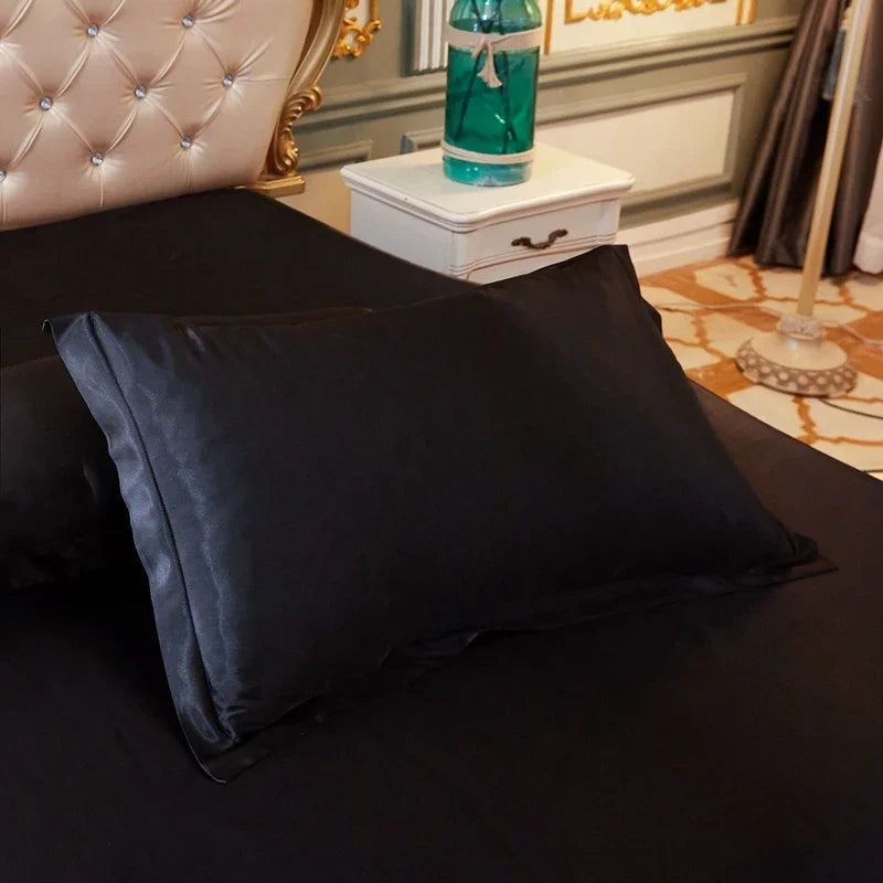 Luxury Silky Smooth Satin Pillowcase Solid Color Envelope Pillow Case Bedding Bedroom Sleep Pillowcover 48x74