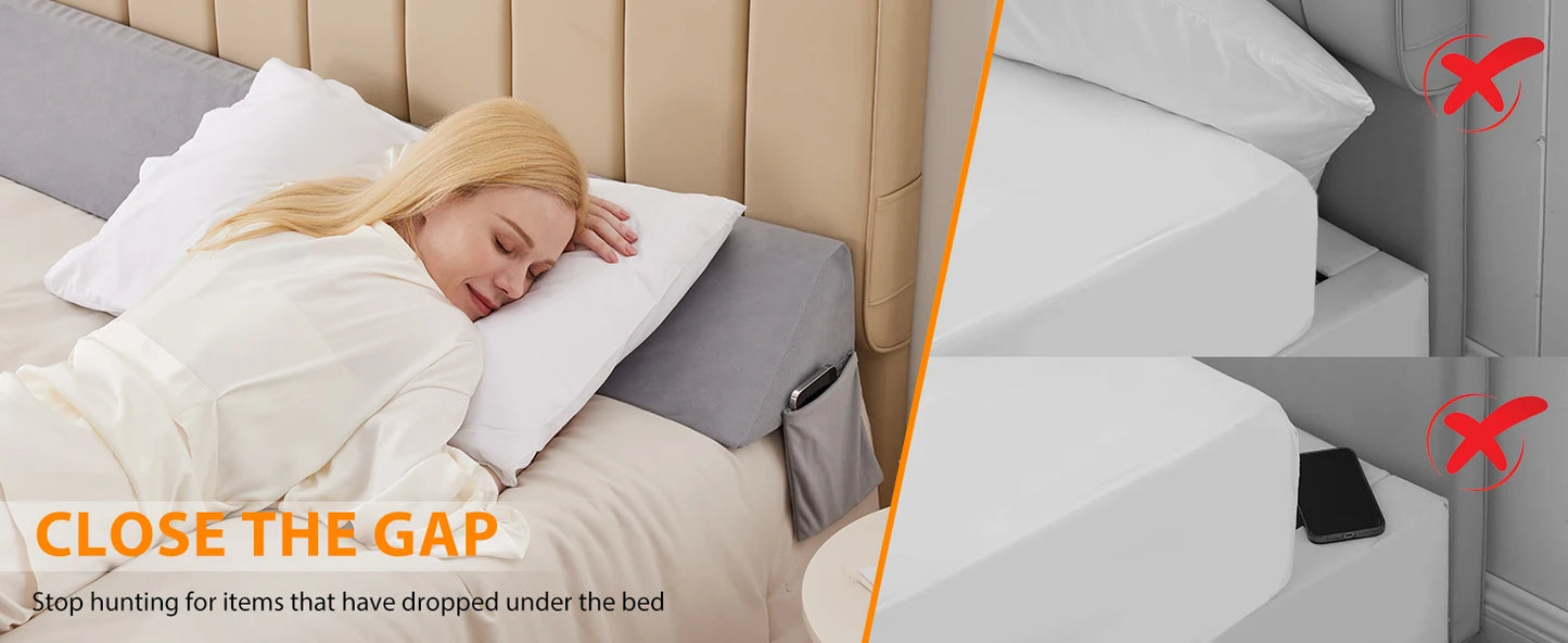 Machine Washable Wedge Pillow Headboard Cushion with Removable Cover - Woven Polyester & Polyurethane Foam Filler, Jacquard Craf