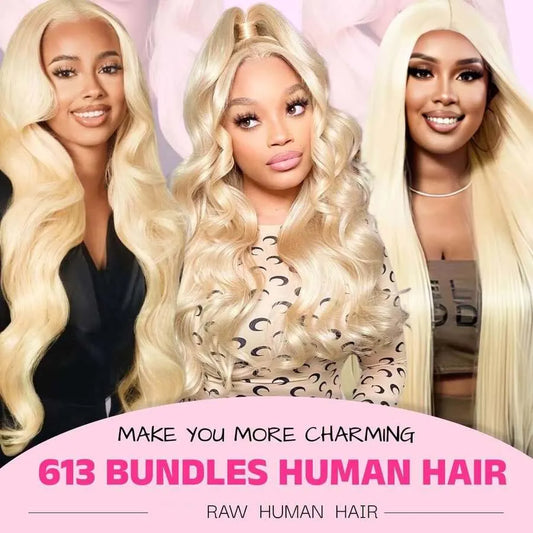 Smilegirl 12A Raw Virgin Human Hair 613 Blonde Bundles Body Wave Premium Double Weft Hair Extensions 10-30 Inch 1 3 4 Bundles for Women