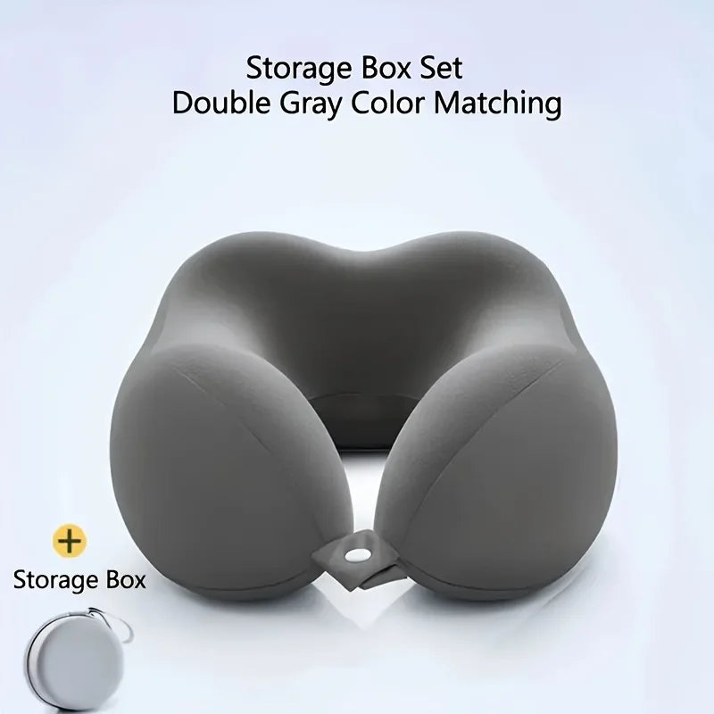 Ergonomic U Shaped Travel Pillow with Storage Bag Slow Rebound Neck Support for Airplane Office Car Machine Washable Soft