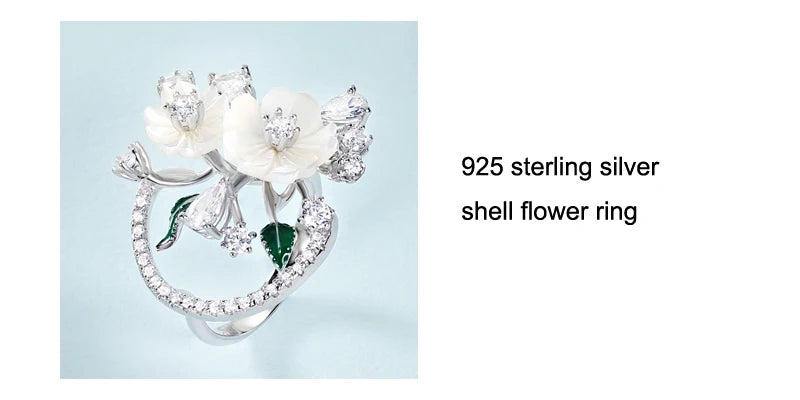 LAYA 925 Sterling Silver Fashion Natural Shell Flower Green Leaf Enamel High Quality Zircon Necklace For Women Wedding Jewelry
