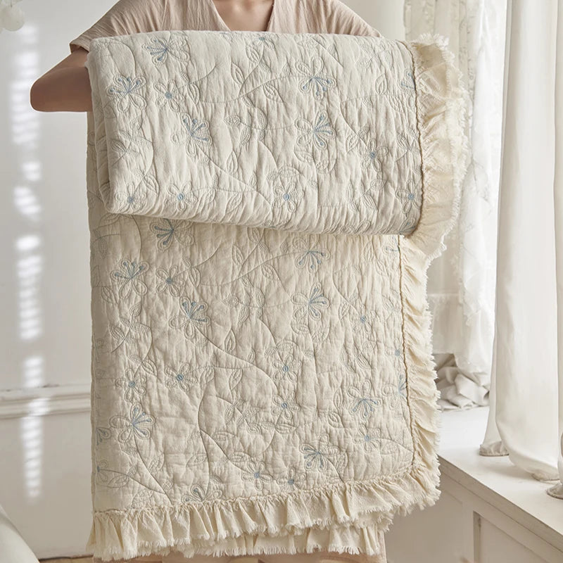 Washed Pure Cotton Versatile Quilted Bedspread Summer Quilt Blanket Bed Cover Mattress Topper Coverlet Bed Sheet With Pillowcase