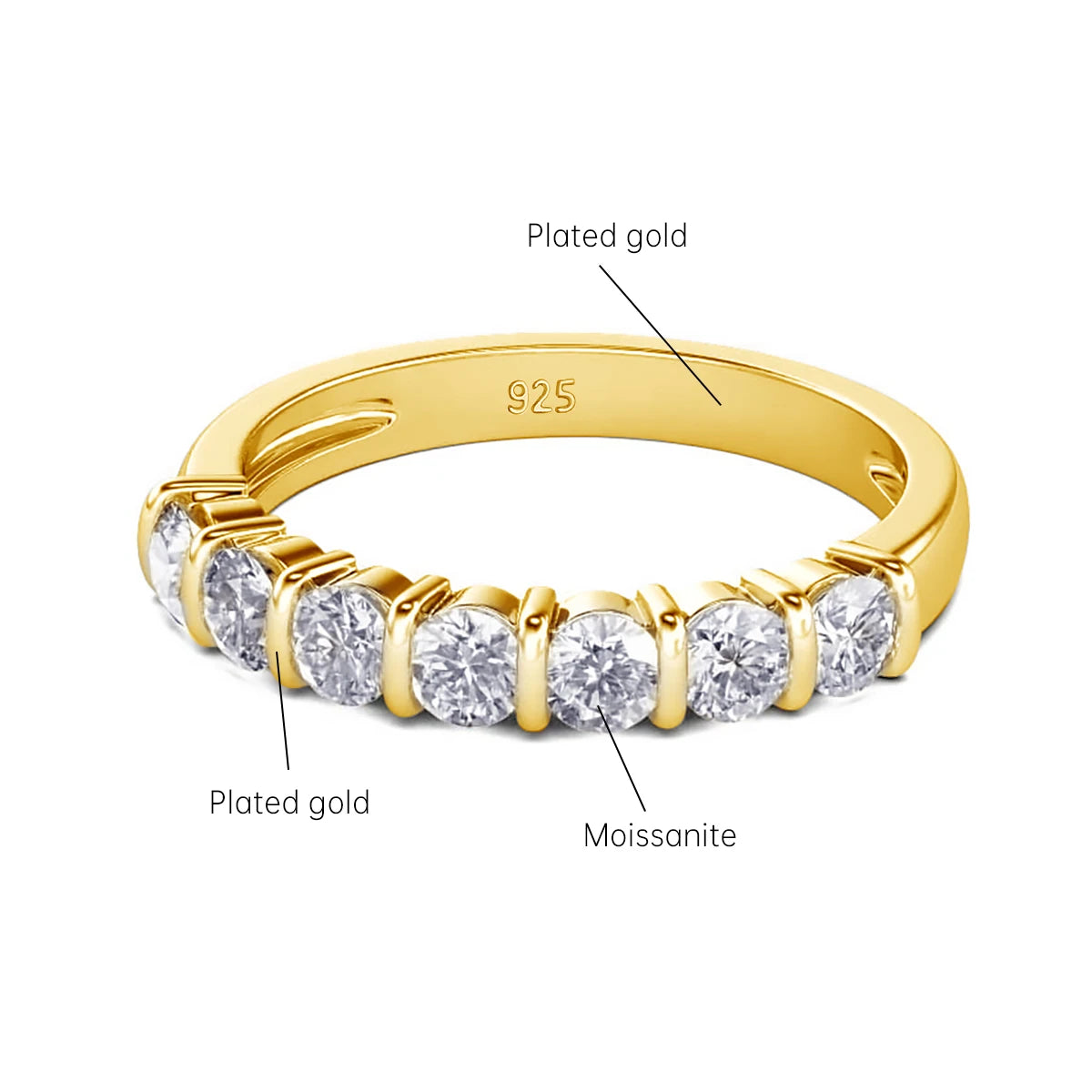 Trend 585 14K 10K Gold Bubble Ring For Women Moissanite Wedding Band Eternity Ring 7 Stone Engagement Jewelry With Certificate M