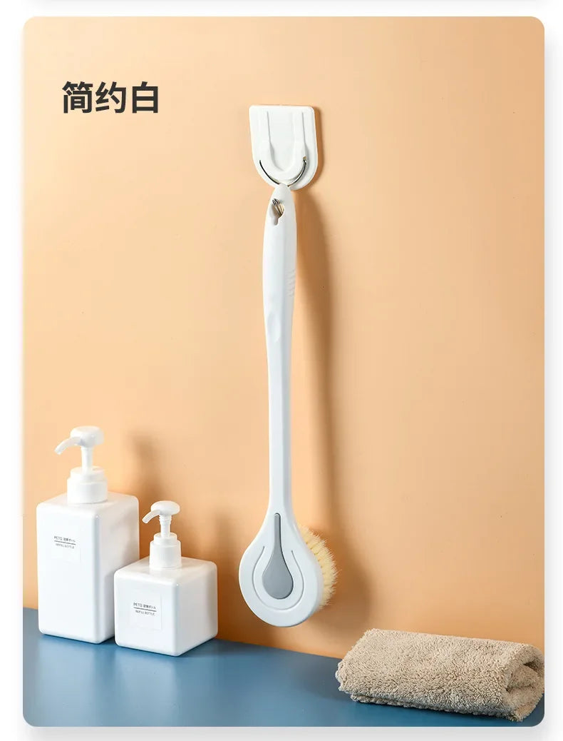 Long Handle Bath Brush Soft Hair Back Bath Brush Bathroom Body Bath Brush Mud Back Scrubber Shower Massage Exfoliation Brush