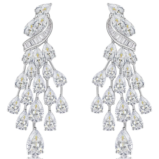 WUIHA Vintage 100% 925 Sterling Silver Lab Sapphire High Carbon Diamonds Wedding Engagement Drop Dangle Earrings Fine Jewelry