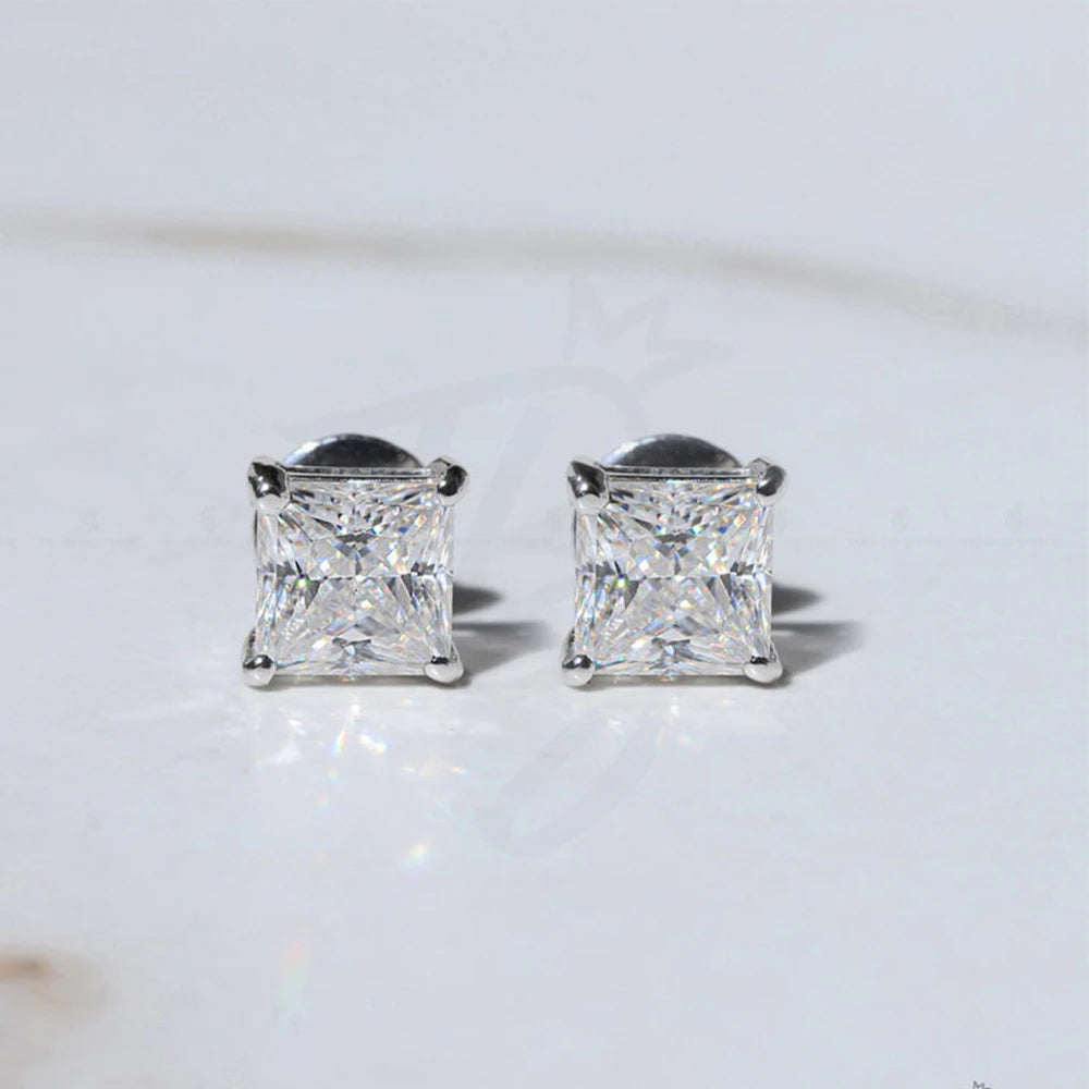 2Carat Princess Cut Moissanite Stud Earrings for Women Men 925 Sterling Silver Square Lab Diamond Classic Ear Studs Jewelry Gift