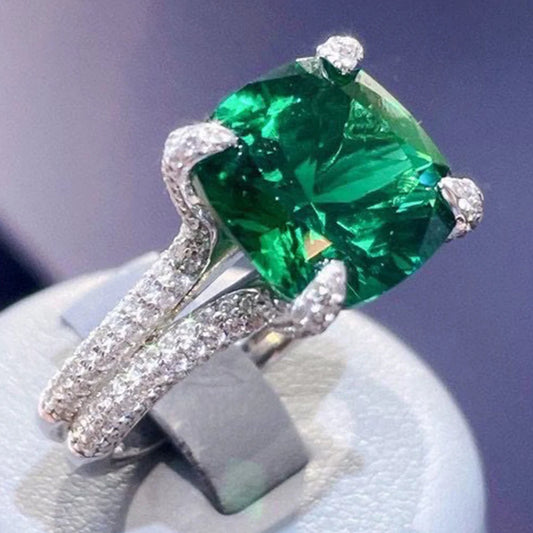 WUIHA 100% 925 Sterling Silver Lab Sapphire Emerald High Carbon Diamonds Gemstone Wedding Engagement Cocktail Ring Fine Jewelry