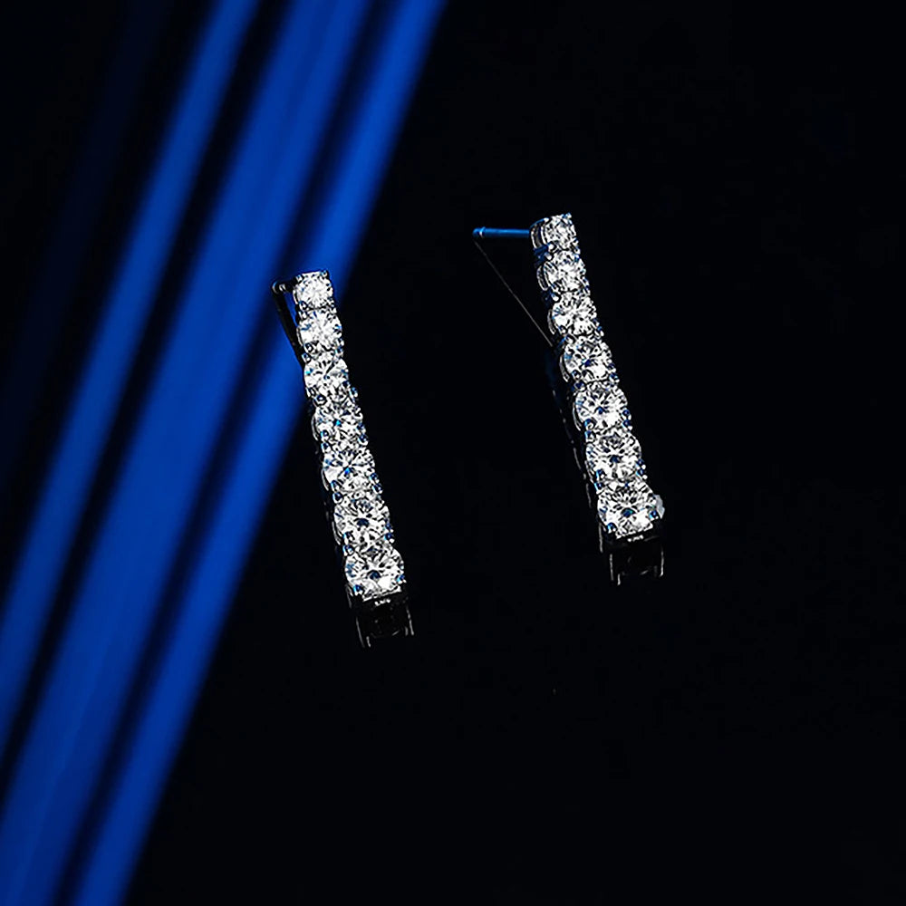 3-5mm Size Gradient Moissanite Drop Earrings for Women 925 Sterling Silver Long Tassel Diamond Stud Earring with Certificates