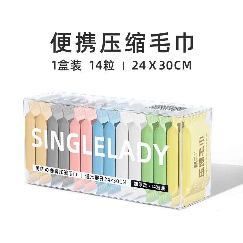 14pcs/box Disposable Washcloth Portable Travel Towel Thickened Compressed Face Cleansing Beauty Square Towel