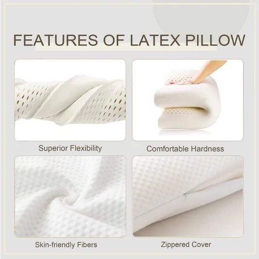 100% Pure Natural Latex Pillow for Neck Pain Relieve Sleep Orthopedic Pillows Comfortable Breathable Cervical Health Care Pillow