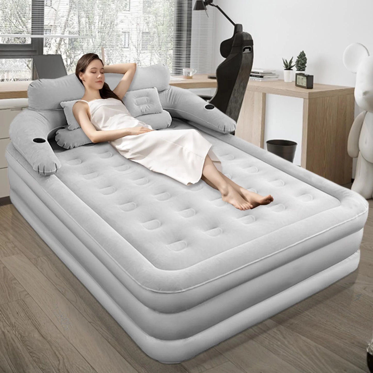 2 Person Automatic Inflatable Mattress For Home Outdoor Camping Rest Sleeping Bed Car Air Cushion Portable Folding Lazy Sofa Mat