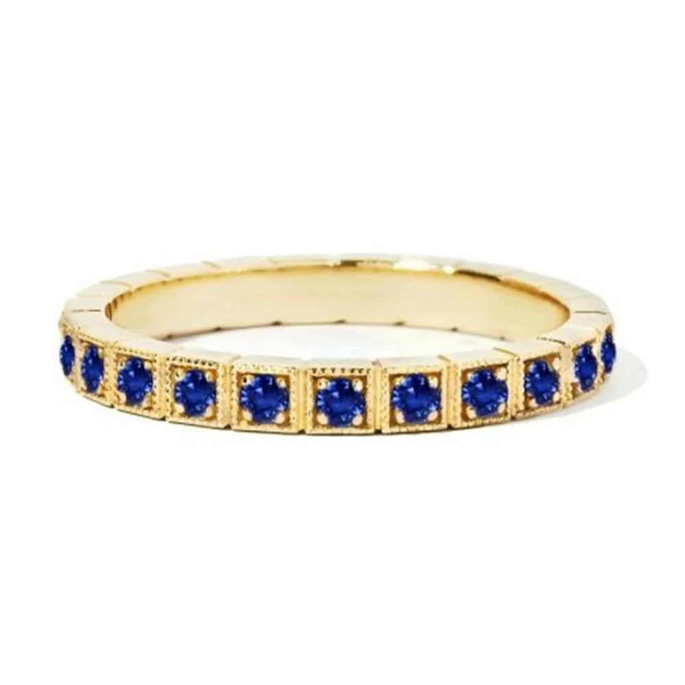 Wong Rain Solid 925 Sterling Silver 2 MM Sapphire Ruby Emerald High Carbon Diamond Gemstone Row Ring for Women Fine Jewelry Band