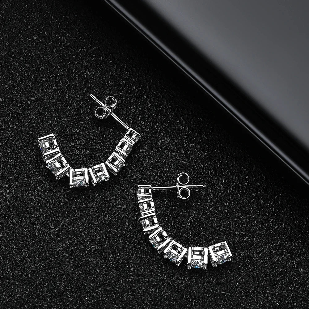 3-5mm Size Gradient Moissanite Drop Earrings for Women 925 Sterling Silver Long Tassel Diamond Stud Earring with Certificates