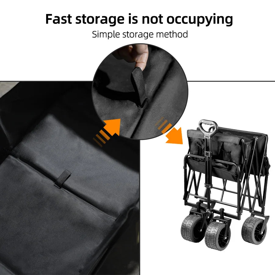 Big Tank Wheels Beach Wagon for Sand 500lbs Large Capacity Foldable Cart Garden Outdoor Picnic Collapse Shopping Trolleys Cart