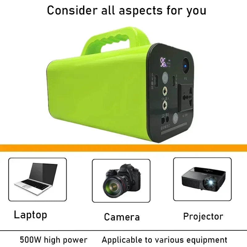 500W 80000mah Portable Power Station Emergency Power Supply Charging Station 220v for Home Power Bank Generator Battery Backup