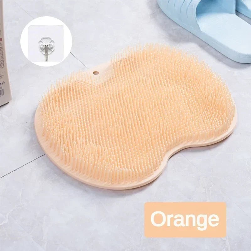 Silicone Rub Back Brush Bathroom Non-slip Wash Foot Pad Massage Shower Mat with Sucker Bath Massage Foot Exfoliating Brush Pad
