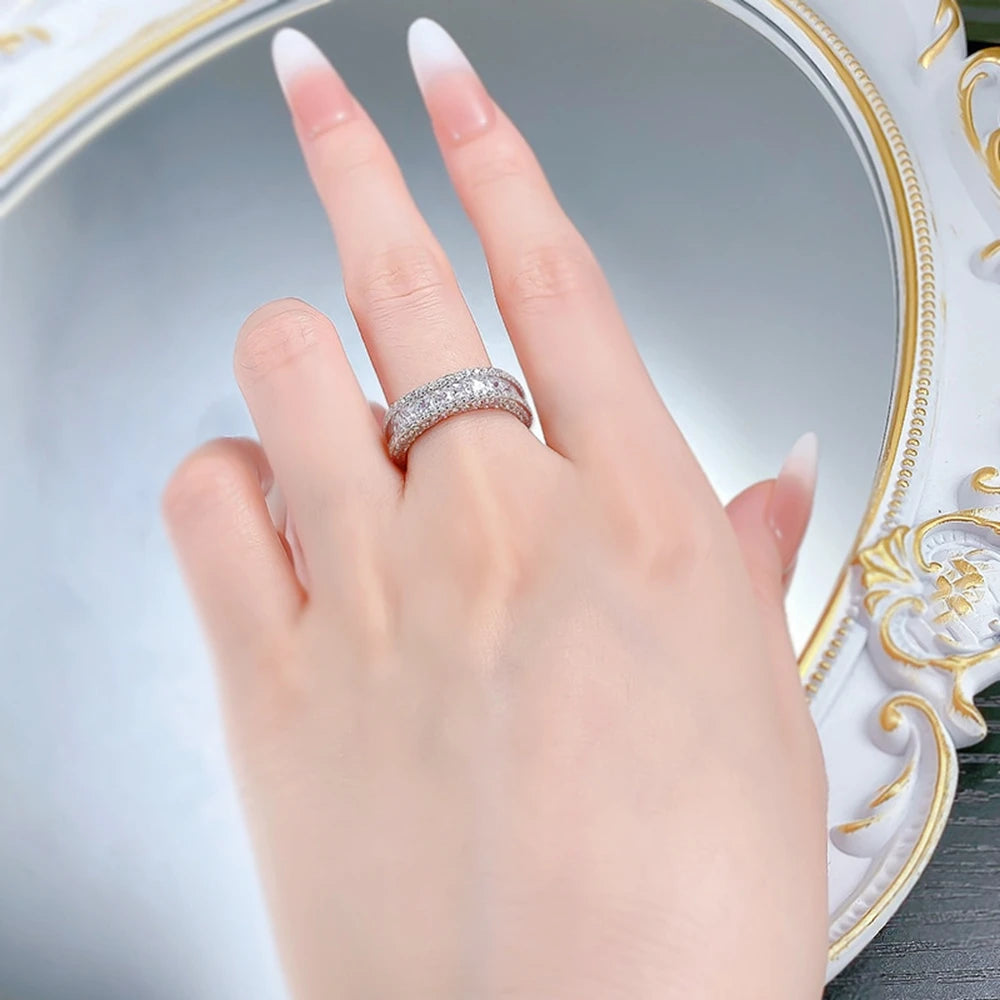 Wong Rain Solid 925 Sterling Silver Lab Sapphire High Carbon Diamond Gemstone Wedding Party Row Rings Fine Jewelry Band Gifts