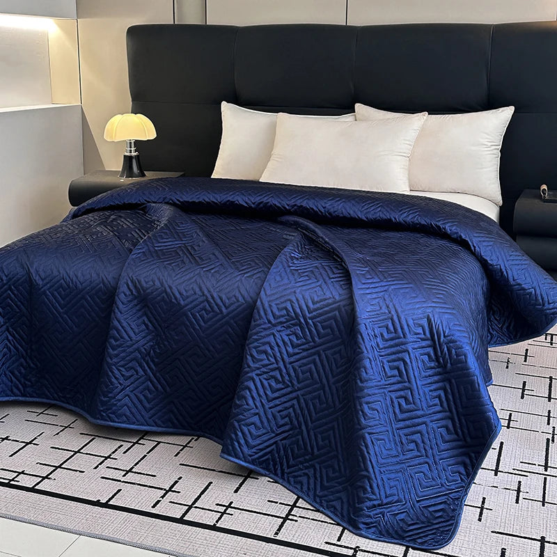 1Pcs Satin Quilted Bedspread, Black Twin Full Queen King Size Ice Silk Mattress Cover, Bed Cover, Coverlet, Bed Sheets