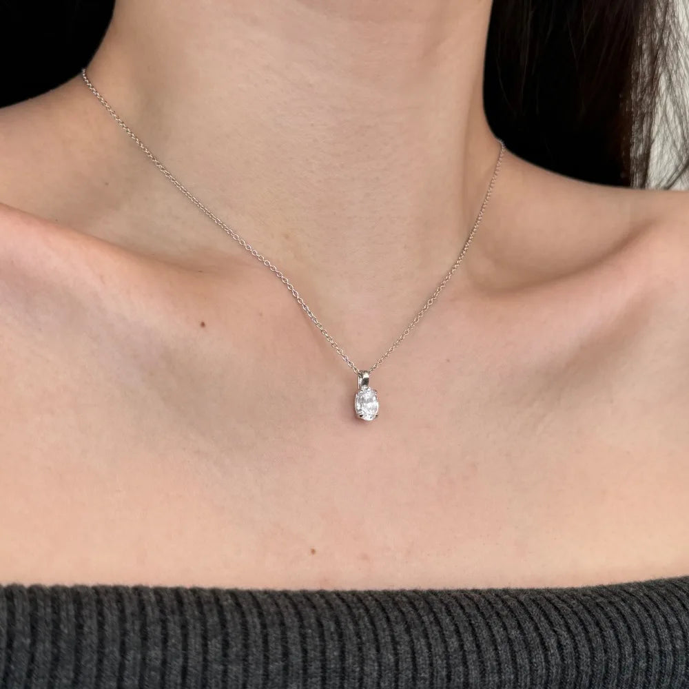 1.5carat Oval Cut Moissanite Diamond Pendant Necklace for Women 925 Sterling Silver Plated 18k Yellow/White Gold Neck Chain