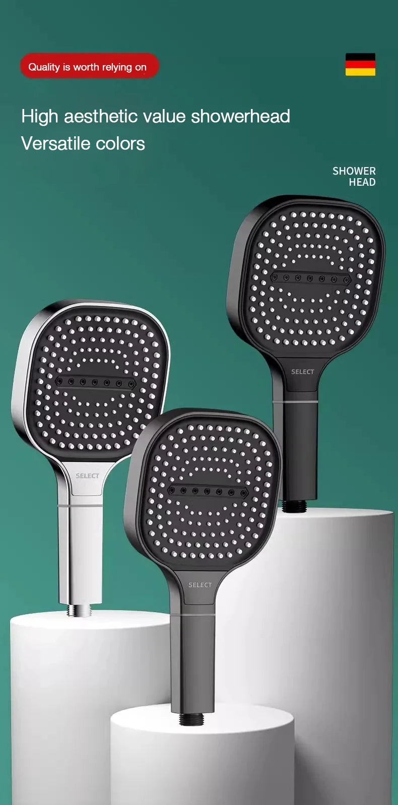 13cm Large Panel Nozzle 3 Modes Shower Shower Head High Pressure Water Massage Shower Head With Filter Element Sets