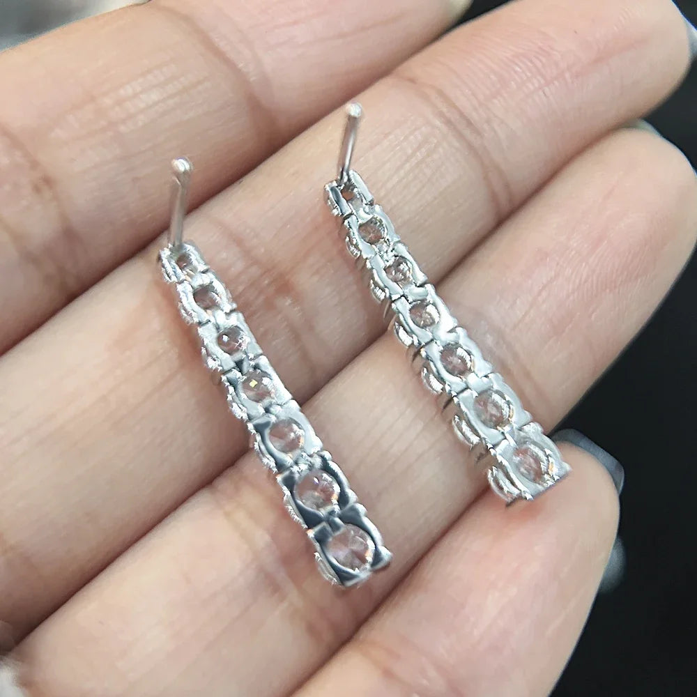 3-5mm Size Gradient Moissanite Drop Earrings for Women 925 Sterling Silver Long Tassel Diamond Stud Earring with Certificates