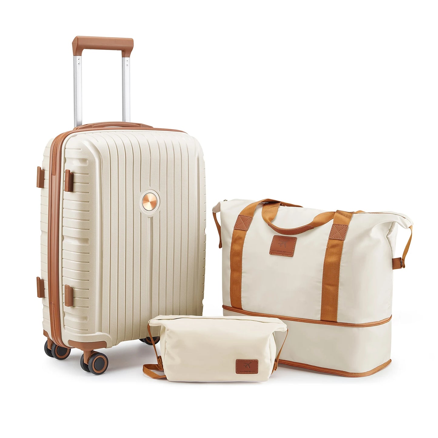 PP Hard Shell Lightweight Durable Luggage Sets, Travel Suitcase with Duffel Bag and Toiletry Bag, TSA Lock, Spinner Wheels