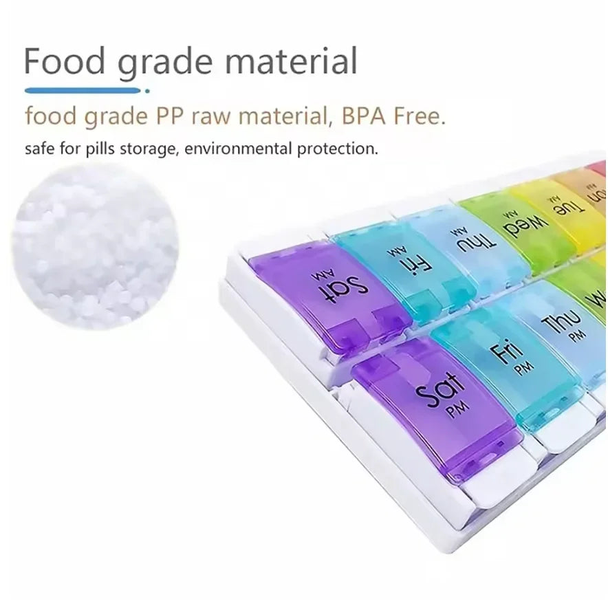 Weekly Portable Travel Pill Cases Box 7 Days Organizer 14 Grids Pills Container Storage Tablets Drug Vitamins Medicine Fish Oils
