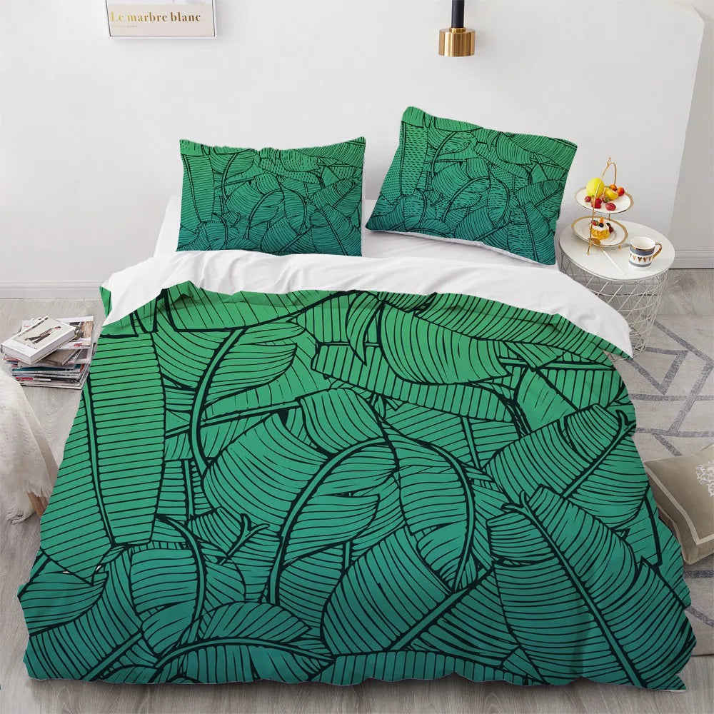 Flower Bird King Queen Duvet Cover Colorful Tropical Floral Bedding Set For Women Watercolor Plant 2/3pcs Polyester Quilt Cover