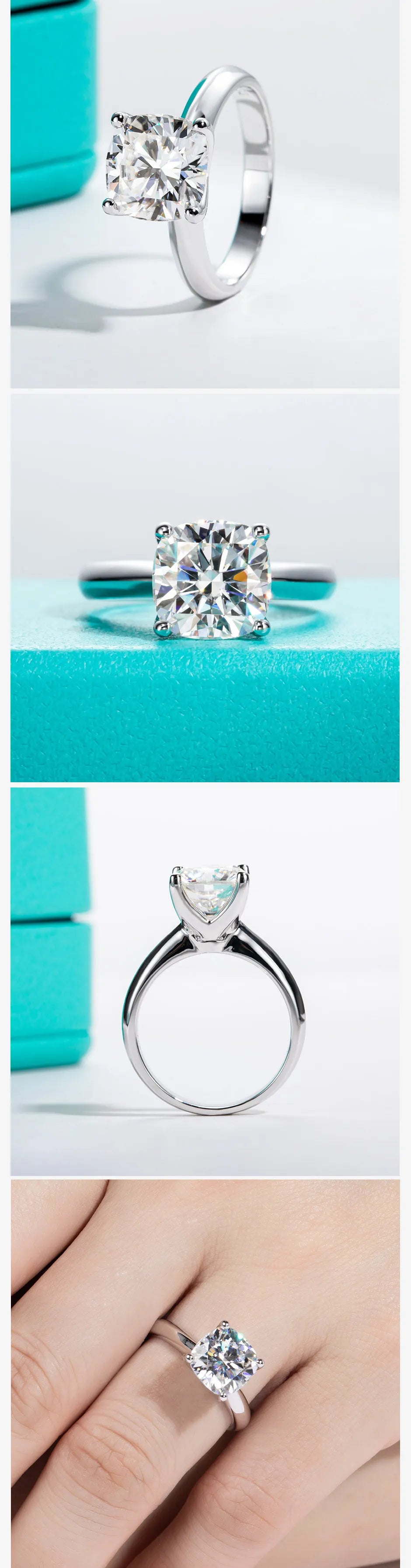 AnuJewel 3.5ct D Color Cushion Cut Moissanite Engagement Wedding Ring 925 Sterling Silver Rings For Women Jewelry Wholesale