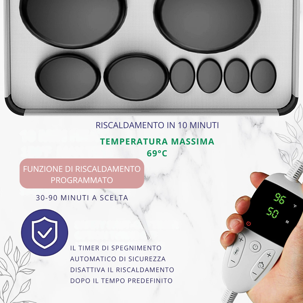 Set Professionale di Pietre in Basalto con Valigetta Riscaldante