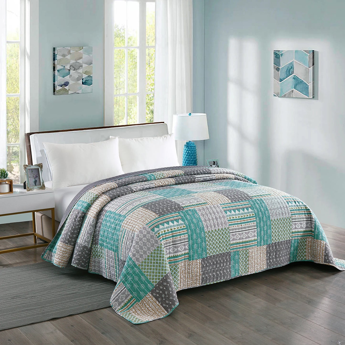 150*200/220*240/170*210/240*260cm Skin-friendly Bedspread Quilted Patchwork Bed Throw Blanket Lightweight Comfortable Coverlets