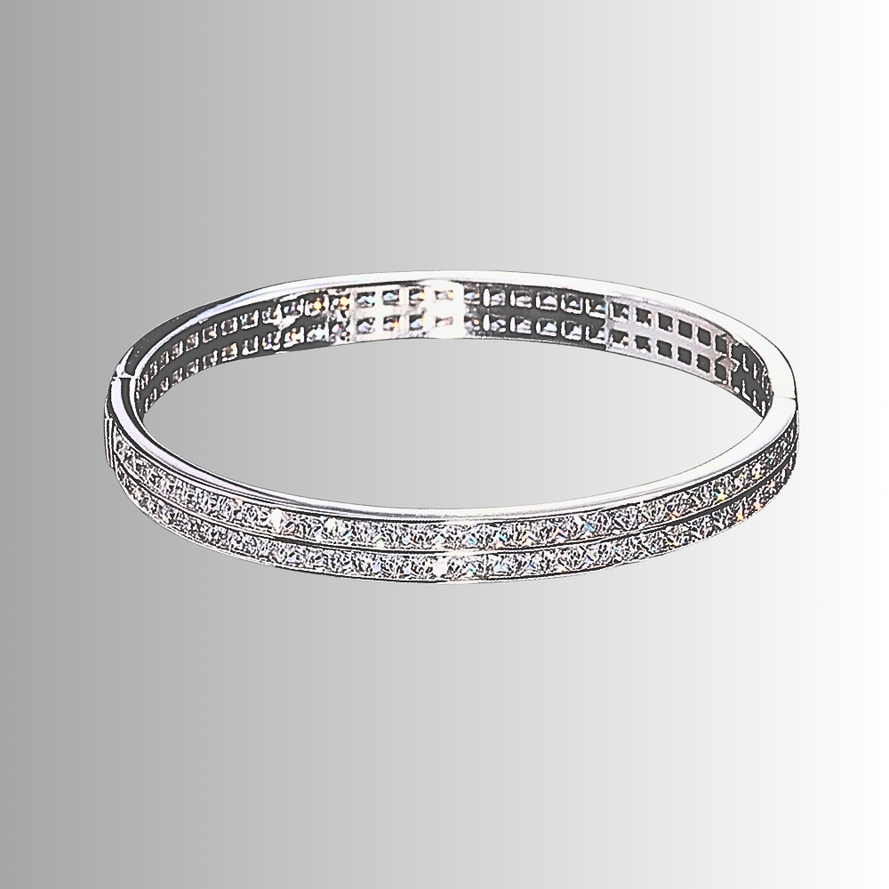 Bracciale Rigido con Gemme create in laboratorio Taglio Princess