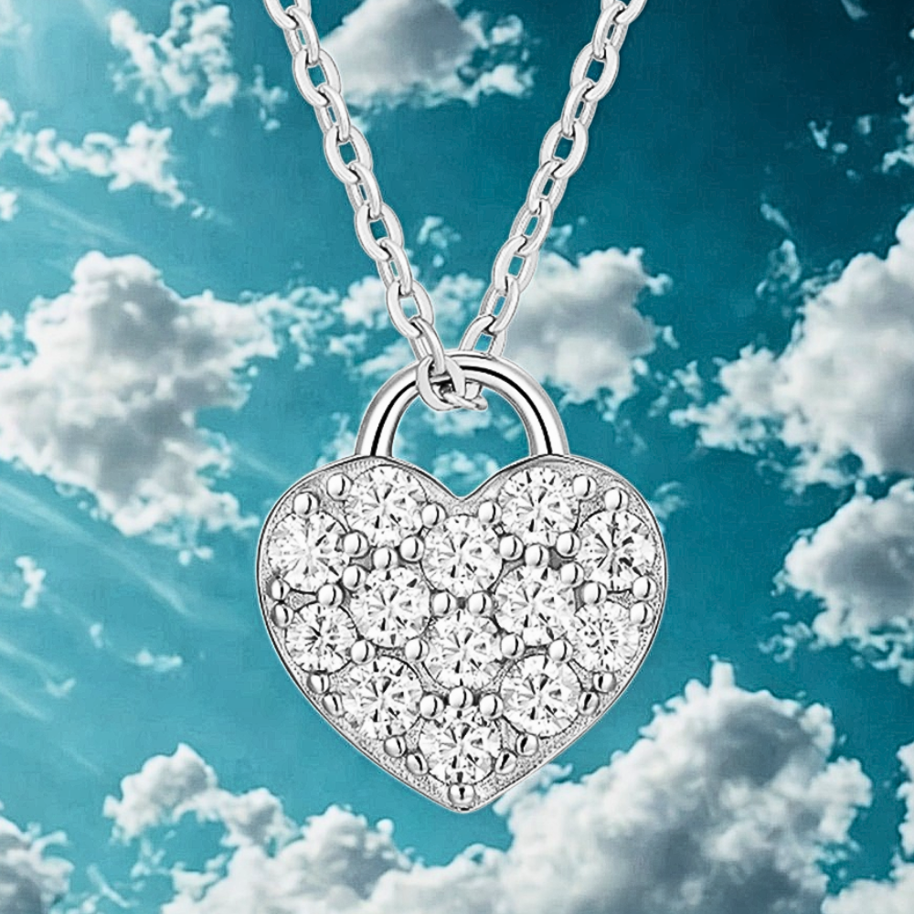 Collana con Cuore in Moissanite D color per ct 0.65