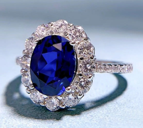 Anillo "Flor Azul" Elegancia italiana atemporal