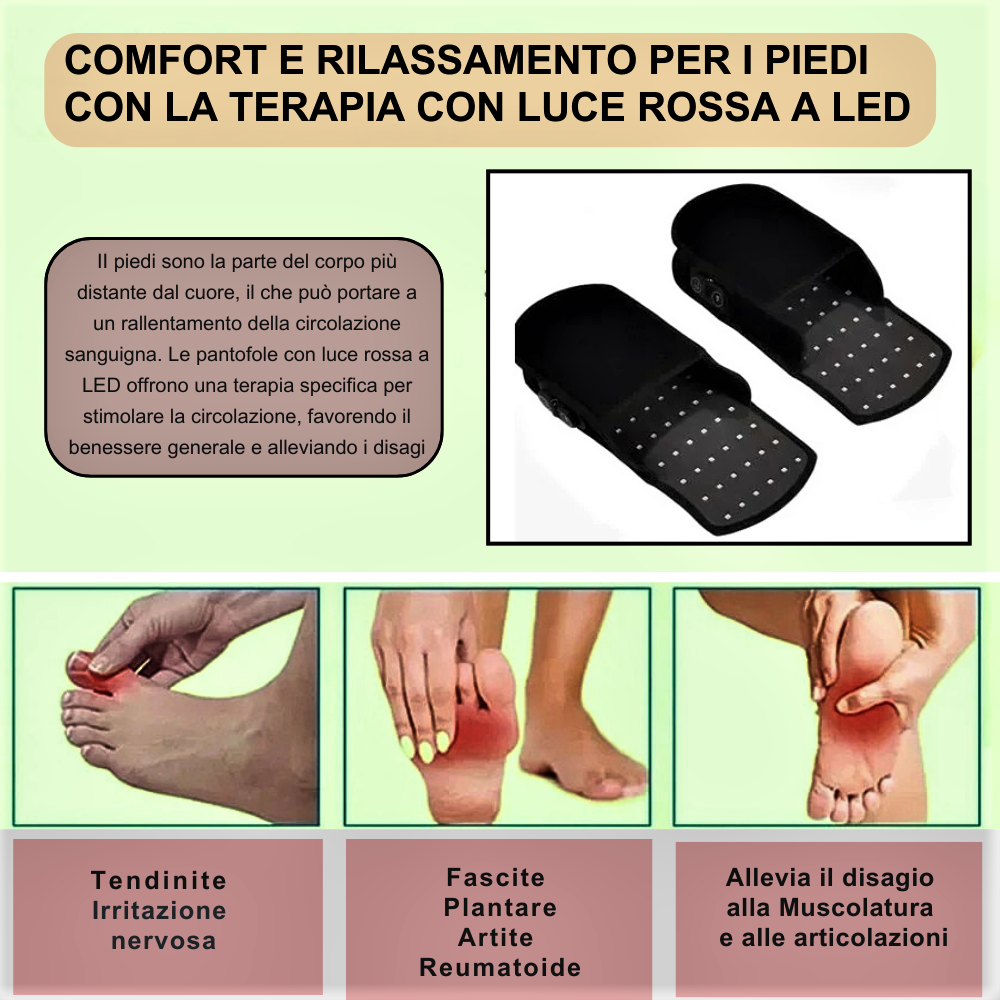 Pantofole LED Fotonici e Infrarossi per Benessere e Sollievo Profondo a piedi affaticati