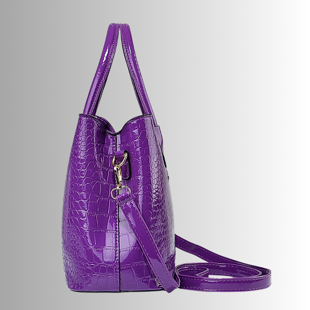Borsa Tote Verniciata con Lavorazione Coccodrillo
