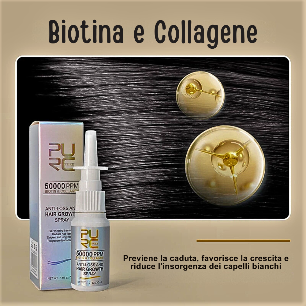 Spray para el crecimiento del cabello con biotina y colágeno